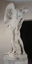 Amor veistämällä jousiaan Hercules-klubista