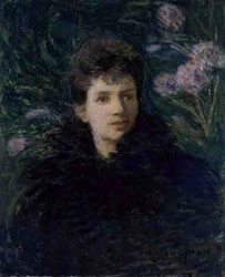 Nuori nainen violeteilla, n. 1910 (öljy kankaalle)