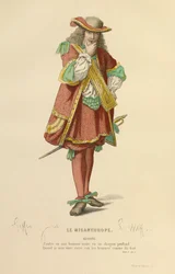 Alcesten roolin puku, noin 1868 (kaiverrus).