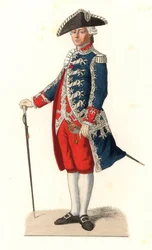 Charles Gravier, Vergennesin kreivi (1719-1787), univormussa kuninkaan ovenvartijoiden kapteenina, Ranska