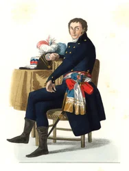 Ferdinand Guillemardet (1765-1809), Ranskan tasavallan suurlähettiläs Espanjassa 1700-luvulla, perustuu Francisco Goyan (1746-1828) maalaukseen vuodelta 1798 - Litografia Edmond Lechevallier-Chevignardin (1825-1902) kuvituksesta, Georges Duorges Ples