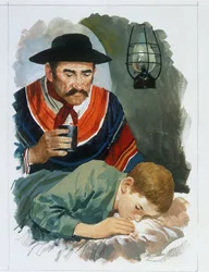 Edmondo De Amicisin (1846-1908) "sydämestä" Apenniineilta Andeille, piirustus