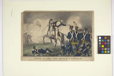 Death Of Adjt. Genl. George S. Lincoln (käsinvärjätty litografia)