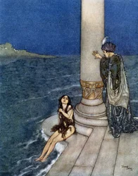 La petite sirène - teoksessa Hans Christian Andersenin "Contes", kuvittanut Edmund (Edmond) Dulac (1882-1953), toim. Piazza, Pariisi