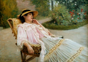 Päiväunet Madame Edouard Debat Ponson terassilla. Edouard Debat Ponsanin (1847-1913) maalaus
