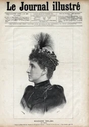 Muotokuva Nellie Melbasta (Helen Porter Mitchell, toim.) (1861-1931), australialainen sopraano - Navellierin kaiverrus The Illustrous Journal -julkaisussa 1891