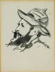 Miehen pää (Claude Monet) 1874 (kynä ja mustepesu paperille)