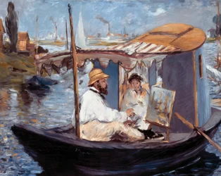 Monet peignant das son atelier