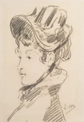 Madame Jules Guillemetin muotokuva, n. 1880 (musta liitu)