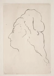 Eva Gonzalesin profiili kääntyi vasemmalle, c. 1869.