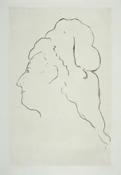 Eva Gonzalesin profiili kääntyi vasemmalle, n. 1870.