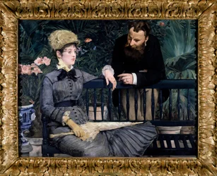 Talvipuutarha kasvihuoneessa, 1879. 115 x 150 cm. Berliini, Staatliche Museen