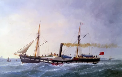 John Bullin höyrylaiva. Edouard Adamin (1847-1929) maalaus 1800-luvun Pariisissa, Musee de la Marine