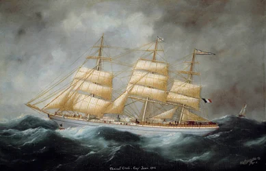 Näkymä Cap Hornierista "Admiral Cecile". Edward Adamin (1847-1929) maalaus. 1902. Saint Malo, kaupunginmuseo