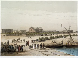 Kohtaus ja näkymä kanavasta G. Nicolen Suezin kanavan avajaisissa. 1869