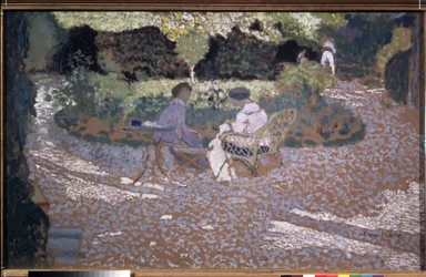 ""Puutarhassa"" (Puutarhassa) Edouard-Jeanin (Edouard Jean) Vuillardin (1868-1940) maalaus 1895-1898 Nabis Pushkinin taidemuseo, Moskova