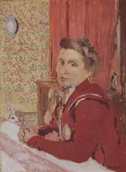 Madame Roussel punaruskeassa kylpytakissa; Madame Roussel punaruskeassa kylpytakissa, 1901