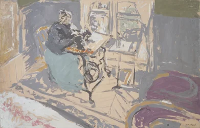 Madame Vuillard ompelukoneensa ääressä