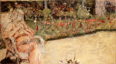 Rouva Hessel Cezannen puutarhassa Vaucressonissa, noin 1920