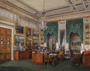 Talvipalatsin sisätilat. Keisari Aleksanteri II:n tutkimus, 1857
