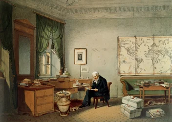 Paroni Alexander von Humboldt (1769-1859) työhuoneessaan
