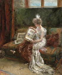 Leonie Garrido katselee grafiikkaalbumia,