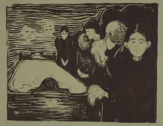 Kuolinvuoteen äärellä. 1896