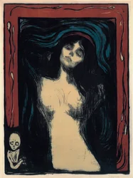 Madonna (rakastunut nainen). Edvard Munchin (1863-1944) teos, värilitografia