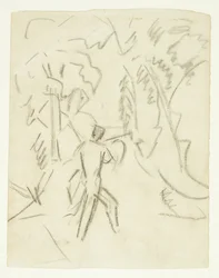 Luonnos maalaukselle Faun and Nymph