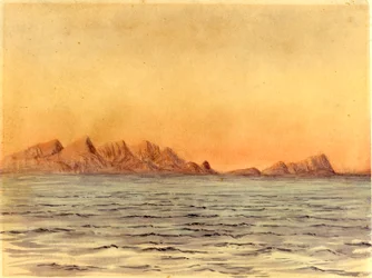 Auringonlasku, Simons Bay, Etelä-Afrikka (wc paperilla)