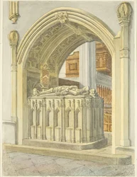 Robert Fitzhardingin hauta, kuoli 1170, Bristolin katedraalissa (kynä ja akvarelli paperille)