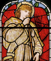 Cheddleton, Morris, Marshall, Faulkner & Co, Edward Burne-Jones, Trumpeting Angel, 1869.