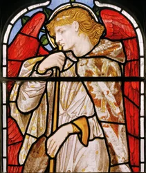 Cheddleton, Morris, Marshall, Faulkner & Co, Edward Burne-Jones, Trumpeting Angel, 1869.