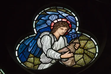 Wilden, All Saints, Morris & Co., Edward Burne-Jones, John Henry Dearle (1859-1932), Angel with Dulcimer, Angel Musicians, 1902-1914, Louisa, Alfred, The Baldwins, pääministeri, metodisti, Worceste