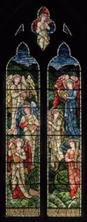 Wilden, All Saints, Morris & Co., Edward Burne-Jones, John Henry Dearle (1859-1932), Paratiisin enkelit, Enkelimuusikot, 1902-1914, Louisa, Alfred, Baldwinit, pääministeri, metodisti, Worcesterit