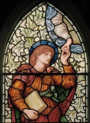 Wilden, All Saints, Morris & Co., Edward Burne-Jones, John Henry Dearle (1859-1932), Enoch, yksityiskohta, 1902-1914, Louisa, Alfred, The Baldwins, pääministeri, metodisti, Worcestershire, Arts & Crafts, R