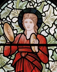 Wilden, All Saints, Morris & Co., Edward Burne-Jones, John Henry Dearle (1859-1932), Miriam, yksityiskohta, 1902-1914, Louisa, Alfred, Baldwinit, pääministeri, metodisti, Worcestershire, Arts & Crafts,