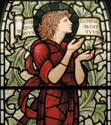 Wilden, All Saints, Morris & Co., Edward Burne-Jones, John Henry Dearle (1859-1932), Samuel, yksityiskohta, 1902-1914, Louisa, Alfred, Baldwinit, pääministeri, metodisti, Worcestershire, Arts & Crafts,