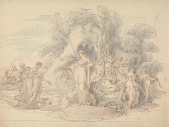 Telemachus ja mentori laskeutuvat Calypson saarelle