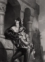 "Hyvää yötä, tuhat kertaa, hyvää yötä", kaiverrus W.H. Egleton William Shakespearen (1564-1616) "Romeosta ja Juliasta"