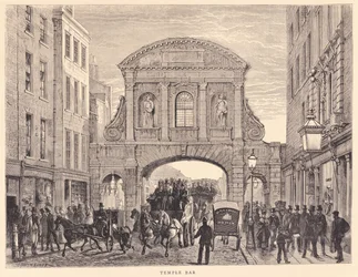 Temple Bar Fleet Streetillä, noin 1870