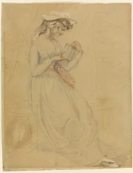 Kuvitus George Washington Jonesille: Joululahja, joka meni kerjäämään, 1903 (hiili, pesu ja kiinalainen valkoinen paperille)