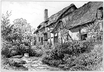 Anne Hathawaysin mökki Shotteryssa, Stratford-upon-Avonissa, Warwickshiressä, 1885