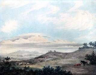 Maaseutumaisema ja myöhempiä pilvitutkimuksia Luke Howardin (1772-1864) n. 1808-11 (wc paperilla)