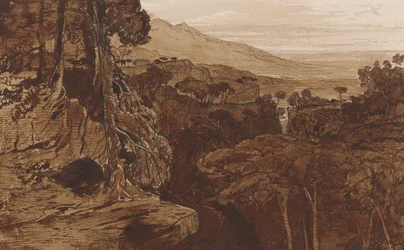 Bavella, Korsika, n. 1868 (kynä ja muste pesulla paperille)