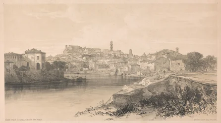 Rooma Via della Porta San Paolon näkökulmasta, teoksesta ”Näkymiä Roomasta ja sen ympäristöstä”, 1841