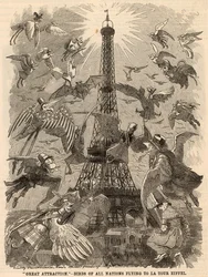 Kaikkien kansakuntien linnut lentävät Eiffel-tornille