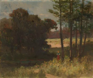 Nimetön maisema puita ja nainen, 1894.