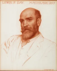 Lewis Foreman Day (1845-1910) suunnittelija, taidetyöläisten killan mestari 1897, 1900 (punainen liitu paperille)