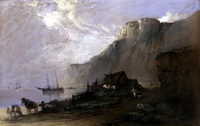 Rannikkokuvaus (pastelli paperille)